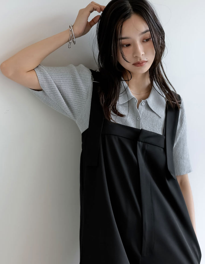 【TIME SALE 10%OFF ¥5,998⇒¥5,398】[CoolWork][接触冷感][低身長/高身長サイズ有]冷感ツイルベアデザインサロペット オールインワン 人気レディースファッション通販 リエディ