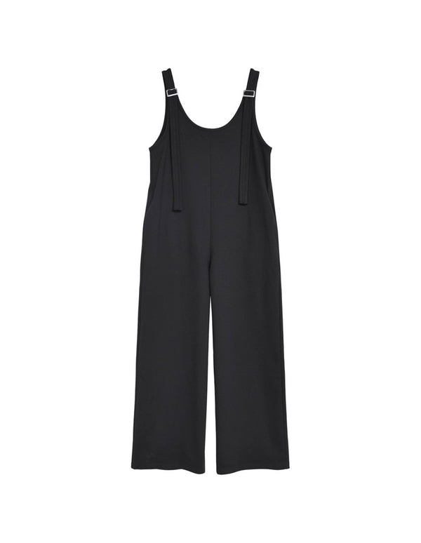 【TIME SALE 10%OFF ¥6,998⇒¥6,298】[低身長/高身長サイズ有][イージーケア][シワになりにくい]ポンチUネックワイドオールインワン オールインワン 人気レディースファッション通販 リエディ