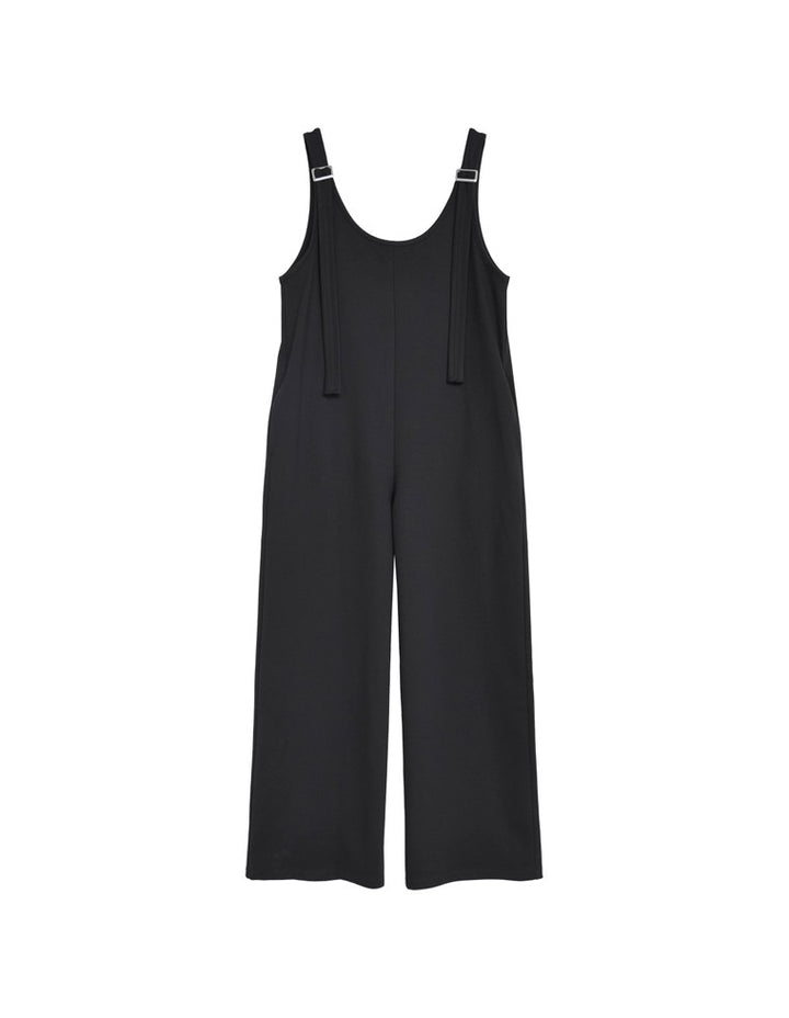 【TIME SALE 10%OFF ¥6,998⇒¥6,298】[低身長/高身長サイズ有][イージーケア][シワになりにくい]ポンチUネックワイドオールインワン オールインワン 人気レディースファッション通販 リエディ