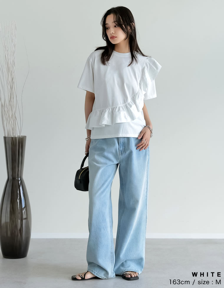 異素材フリルドッキングTシャツ - トップス通販 | 人気レディース