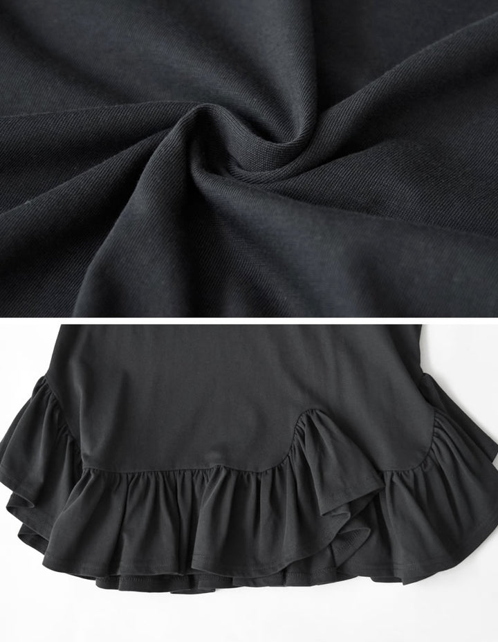 【TIME SALE 10%OFF ¥3,979⇒¥3,581】[接触冷感][UVカット]コットン天竺フリルヘムTシャツ トップス 人気レディースファッション通販 リエディ