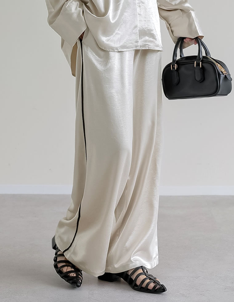 25SS【美品✨】23区 ドレープサテンドロストパンツ 2way 洗える 36 洗える】ドレープサテン 2WAY ドロスト パンツ / 23区