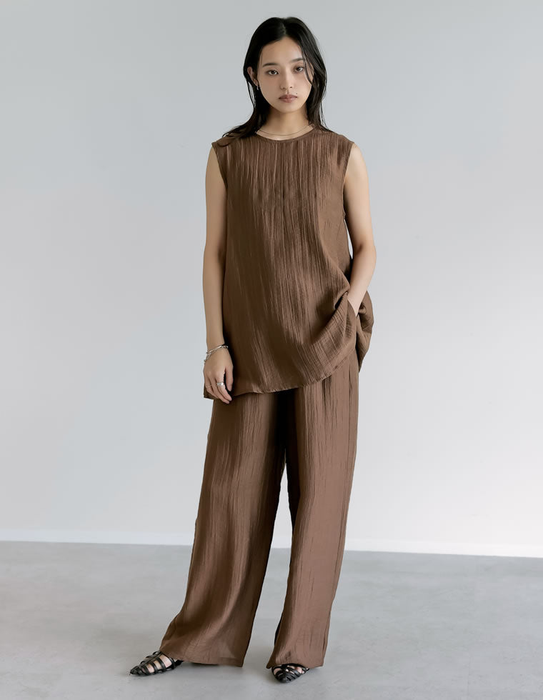 シアーリネンタッチパンツセットアップ - セットアップ通販