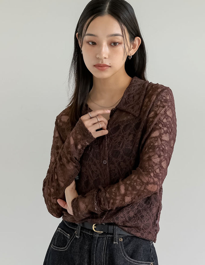 ≪8月25日新発売≫ストレッチレースポロカラー前開きトップス[mb] トップス 人気レディースファッション通販 リエディ