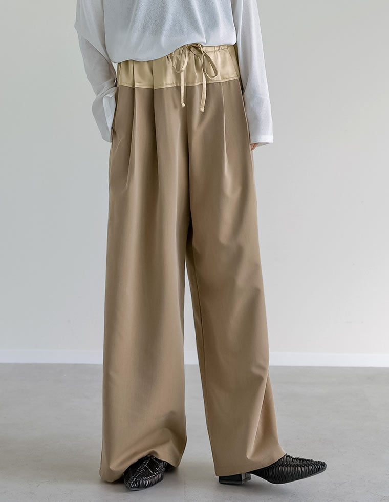 ツイル×サテン切り替えドロストパンツ - パンツ通販 | 人気レディース