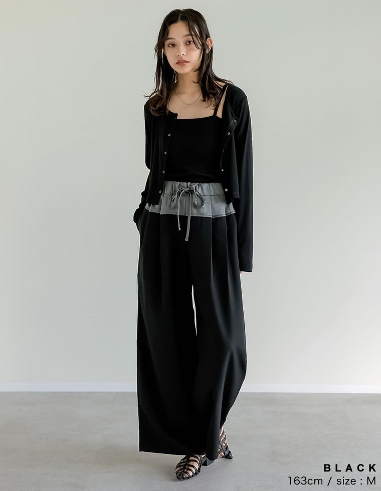 ツイル×サテン切り替えドロストパンツ - パンツ通販 | 人気レディース