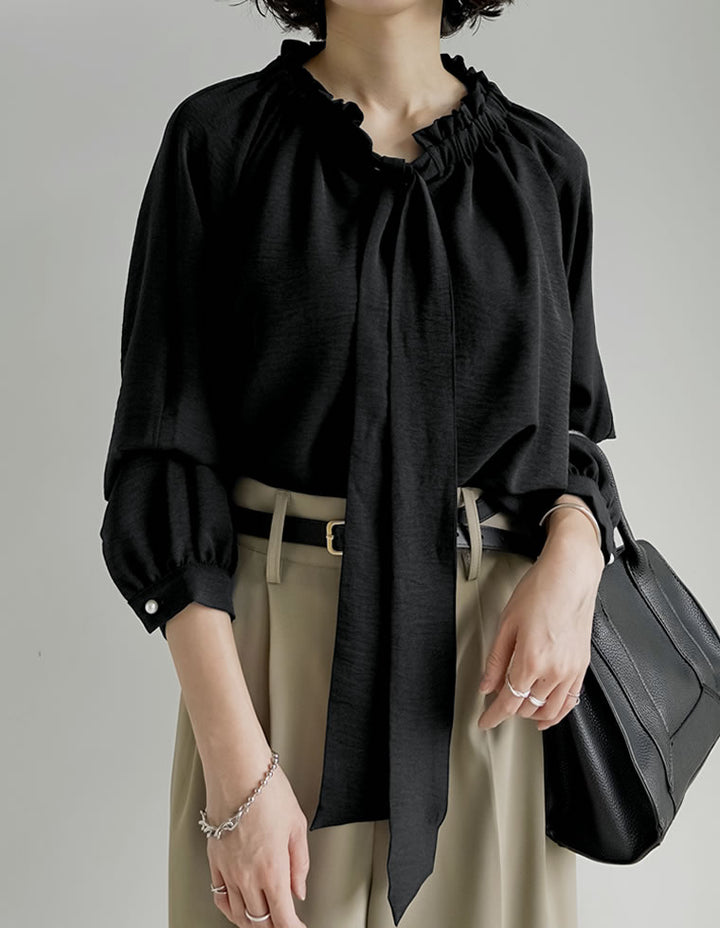 [さらっと快適][UVカット]ポーラボウタイ2WAYスリーブブラウス トップス 人気レディースファッション通販 リエディ