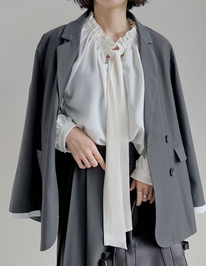 [さらっと快適][UVカット]ポーラボウタイ2WAYスリーブブラウス トップス 人気レディースファッション通販 リエディ