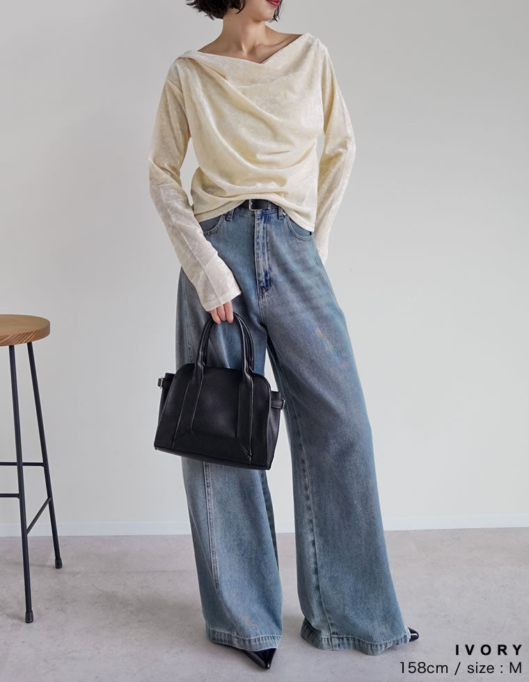 シアーフロッキードレープ長袖トップス - トップス通販 | 人気