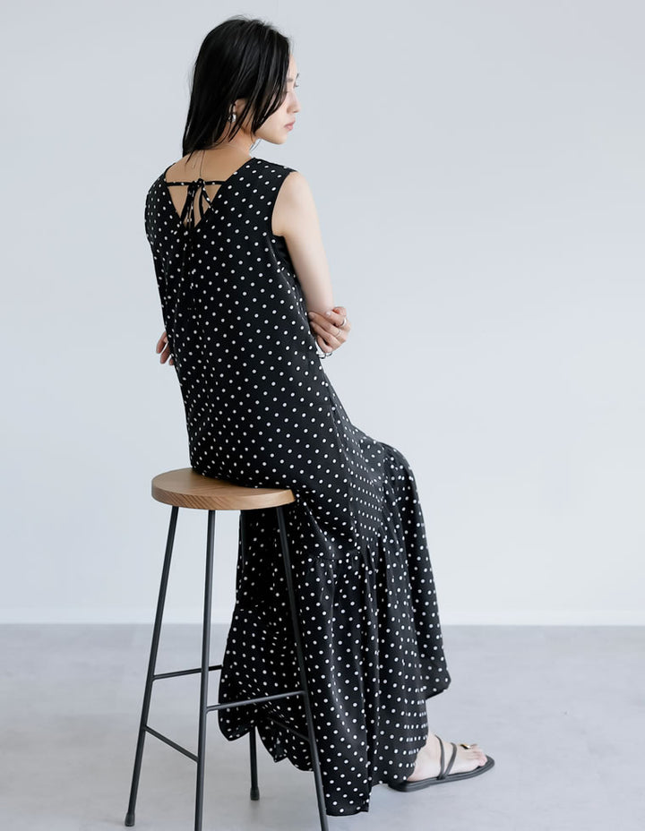 【TIME SALE 10%OFF ¥5,298⇒¥4,768】[低身長サイズ有]リネンライクギャザー切り替えノースリーブワンピース ワンピース 人気レディースファッション通販 リエディ