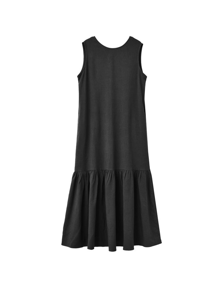 【TIME SALE 10%OFF ¥5,298⇒¥4,768】[低身長サイズ有]リネンライクギャザー切り替えノースリーブワンピース ワンピース 人気レディースファッション通販 リエディ