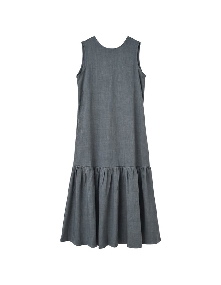 【TIME SALE 10%OFF ¥5,298⇒¥4,768】[低身長サイズ有]リネンライクギャザー切り替えノースリーブワンピース ワンピース 人気レディースファッション通販 リエディ
