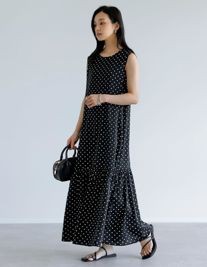 【TIME SALE 10%OFF ¥5,298⇒¥4,768】[低身長サイズ有]リネンライクギャザー切り替えノースリーブワンピース ワンピース 人気レディースファッション通販 リエディ