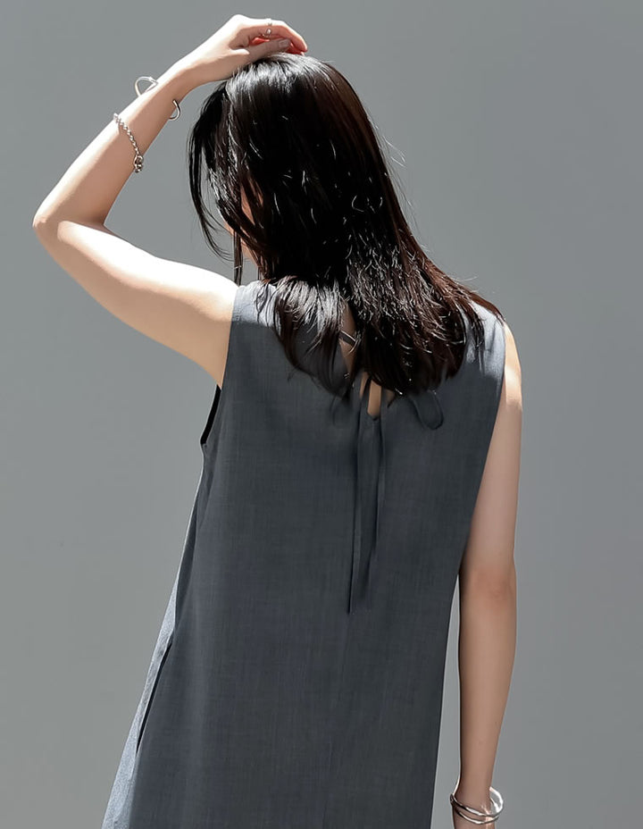 【TIME SALE 10%OFF ¥5,298⇒¥4,768】[低身長サイズ有]リネンライクギャザー切り替えノースリーブワンピース ワンピース 人気レディースファッション通販 リエディ