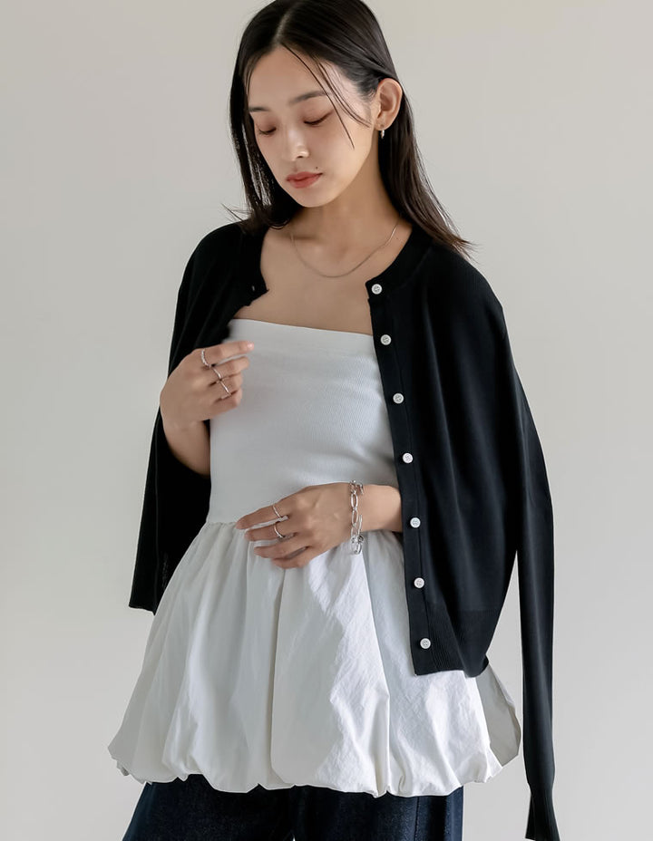 テレコリブ×マットタフタバルーンヘムペプラムベアトップス[mb] トップス 人気レディースファッション通販 リエディ