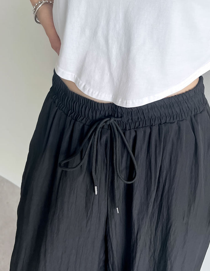 [撥水加工][低身長/高身長サイズ有]タフタドロストギャザーイージーパンツ パンツ 人気レディースファッション通販 リエディ