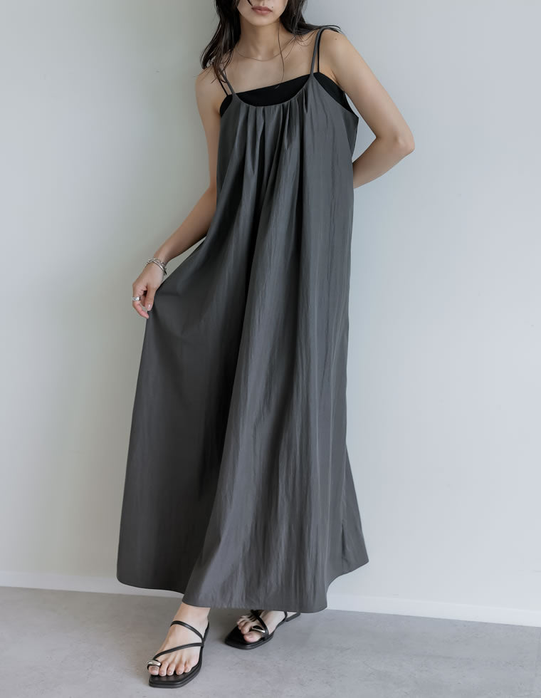 【最終値下げ】ドレープナローキャミワンピース【新品タグ付き】 タフタナローキャミワンピース - ワンピース通販 | 人気レディース