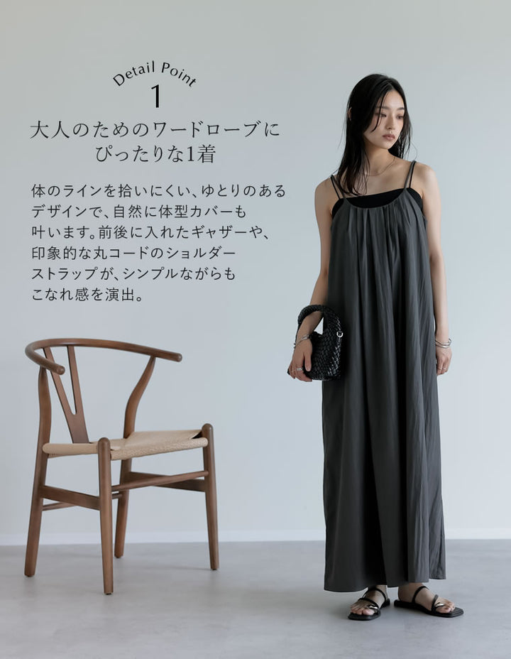 【TIME SALE 10%OFF ¥5,498⇒¥4,948】[撥水加工][低身長サイズ有]タフタナローキャミワンピース ワンピース 人気レディースファッション通販 リエディ