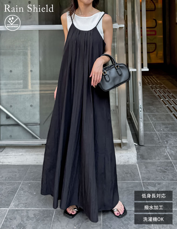 【TIME SALE 10%OFF ¥5,498⇒¥4,948】[撥水加工][低身長サイズ有]タフタナローキャミワンピース ワンピース 人気レディースファッション通販 リエディ