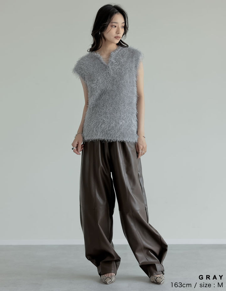[2025AW COLLECTION]キーネックフェザーニットベスト トップス 人気レディースファッション通販 リエディ