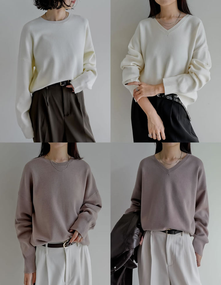 ≪20日11:59まで！期間限定ポイント10%UP対象≫[2025AW COLLECTION][保湿][静電気防止]選べるネックデザインスウェットライクニットトップス トップス 人気レディースファッション通販 リエディ