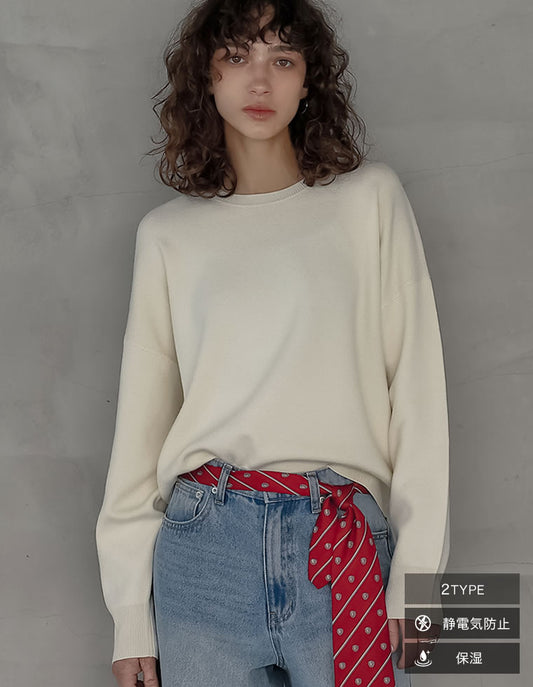 [公式サイト限定先行受注][2025AW COLLECTION][保湿][静電気防止]選べるネックデザインスウェットライクニットトップス