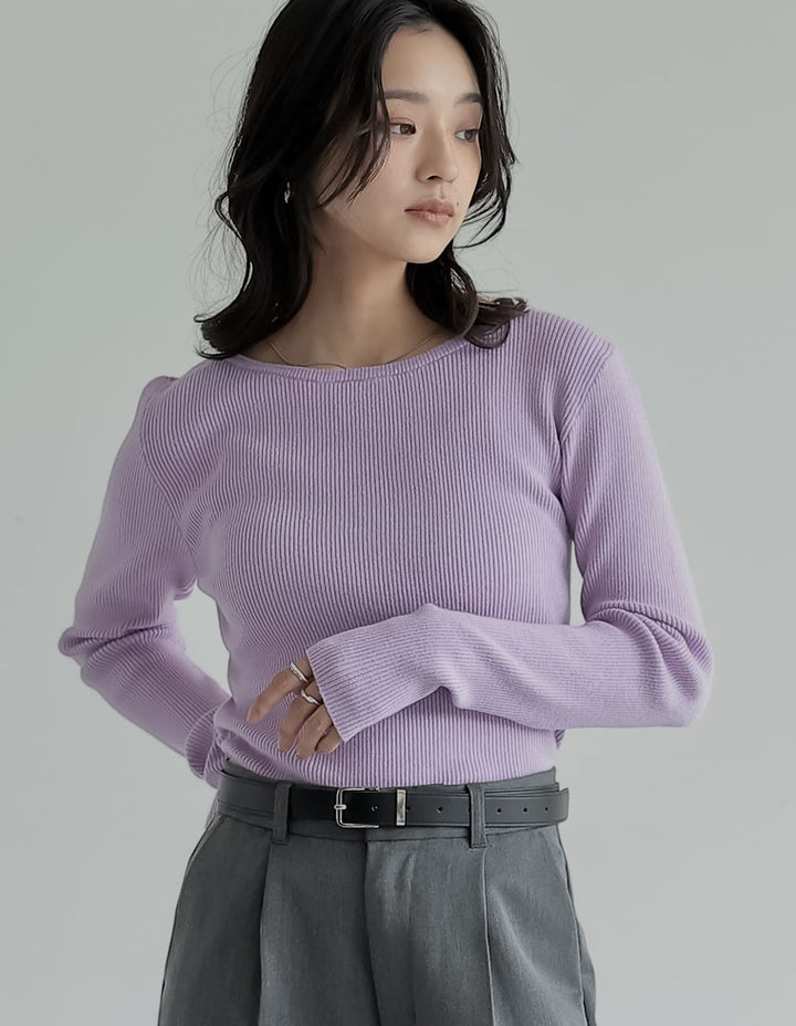 【クーポンで20%OFF￥3,747⇒￥2,998】〖クーポンコード：SH_20_251024〗[2025AW COLLECTION][保湿][静電気防止]クルーネックサイドシャーリングリブニットトップス