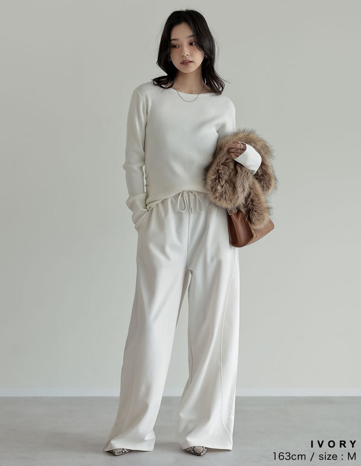 【クーポンで20%OFF ¥3,747⇒¥2,997 】〖クーポンコード：SH_20_250908〗サイドシャーリングリブニットトップス