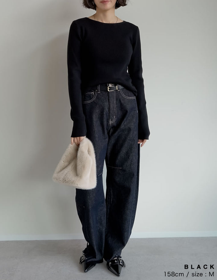 【クーポンで20%OFF ¥3,747⇒¥2,997 】〖クーポンコード：SH_20_250908〗サイドシャーリングリブニットトップス