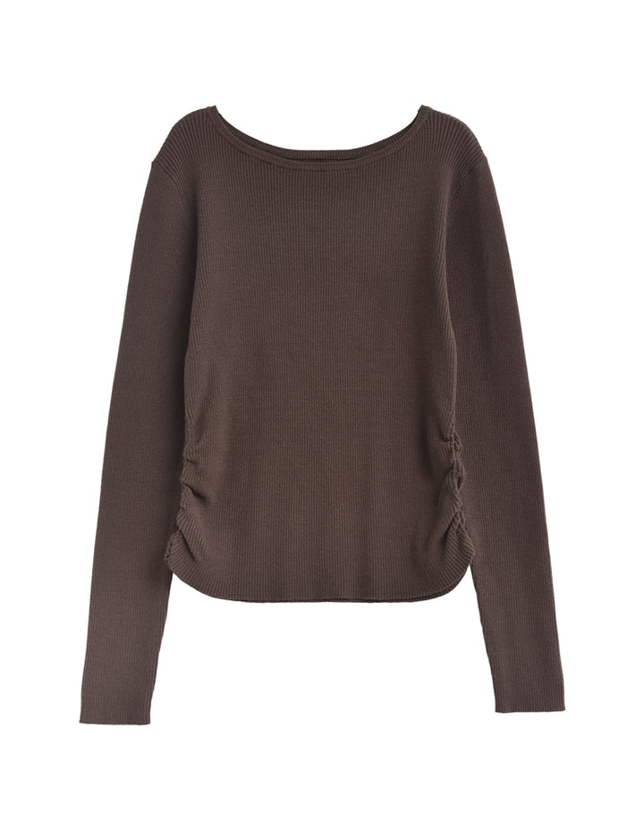 【クーポンで20%OFF ¥3,747⇒¥2,997 】〖クーポンコード：SH_20_250908〗サイドシャーリングリブニットトップス