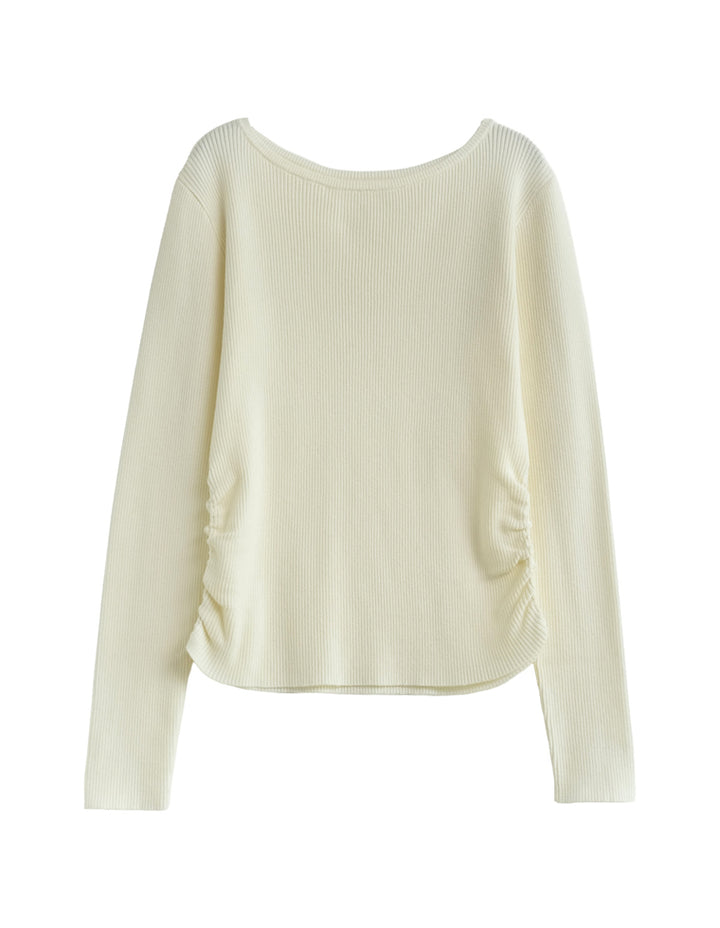 【クーポンで20%OFF ¥3,747⇒¥2,997 】〖クーポンコード：SH_20_250908〗サイドシャーリングリブニットトップス