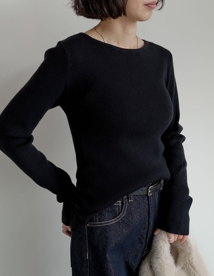 【クーポンで20%OFF￥3,747⇒￥2,998】〖クーポンコード：SH_20_251024〗[2025AW COLLECTION][保湿][静電気防止]クルーネックサイドシャーリングリブニットトップス