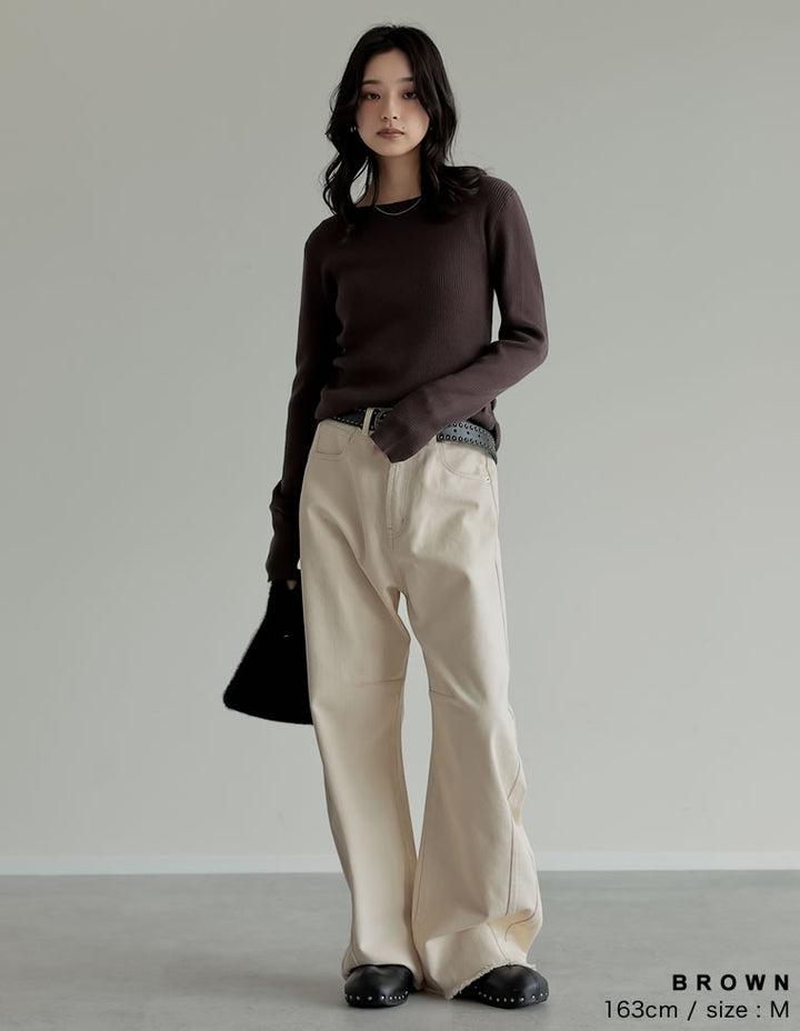 【クーポンで20%OFF ¥3,747⇒¥2,997 】〖クーポンコード：SH_20_250908〗サイドシャーリングリブニットトップス
