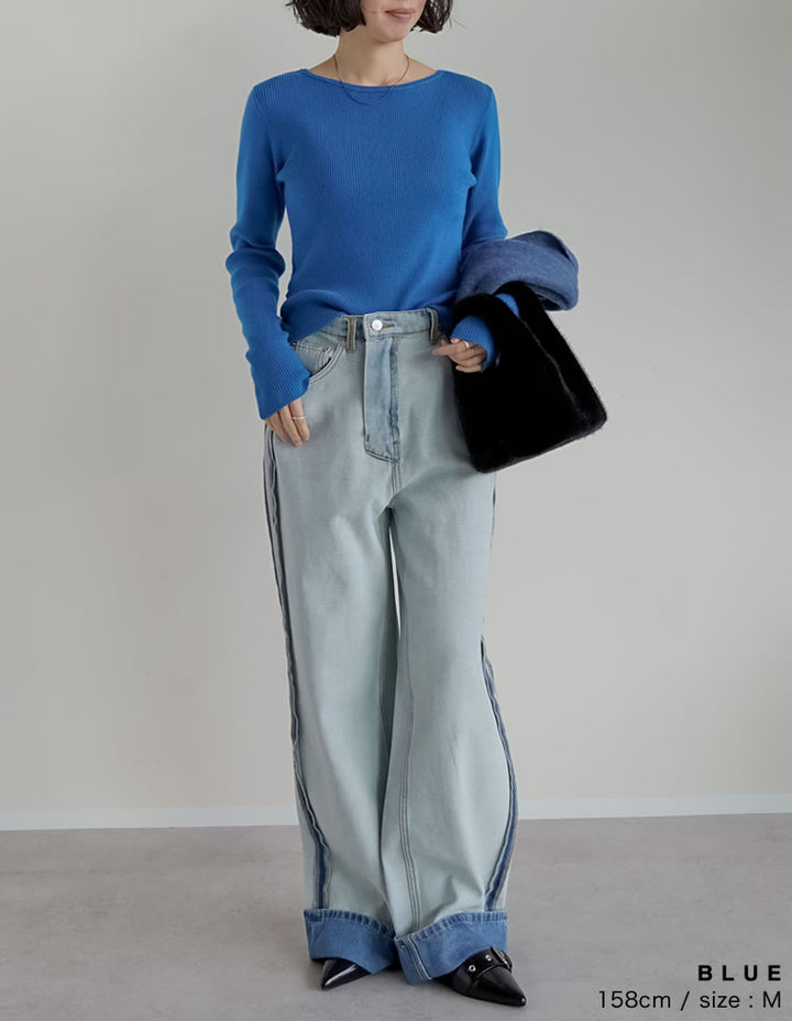 【クーポンで20%OFF ¥3,747⇒¥2,997 】〖クーポンコード：SH_20_250908〗サイドシャーリングリブニットトップス