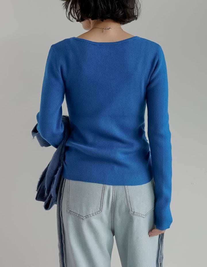 【クーポンで20%OFF ¥3,747⇒¥2,997 】〖クーポンコード：SH_20_250908〗サイドシャーリングリブニットトップス
