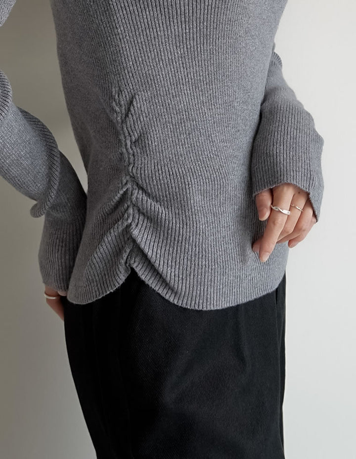 【クーポンで20%OFF ¥3,747⇒¥2,997 】〖クーポンコード：SH_20_250908〗サイドシャーリングリブニットトップス