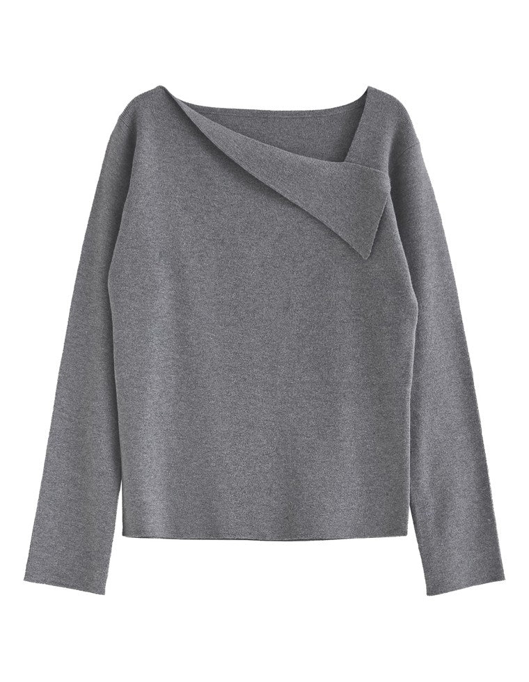 アシンメトリーネックニットトップス - トップス通販 | 人気レディース