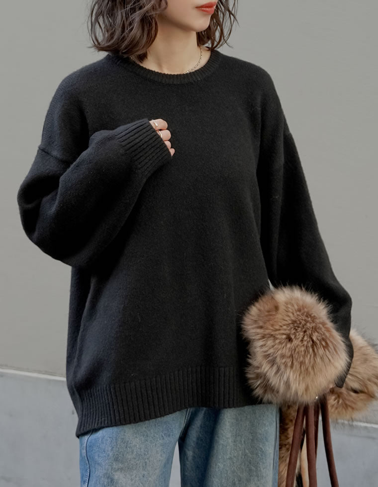 モヘアタッチニットクルーネックトップス - トップス通販 | 人気