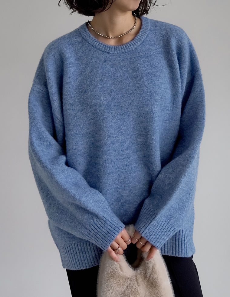 モヘアタッチニットクルーネックトップス - トップス通販 | 人気