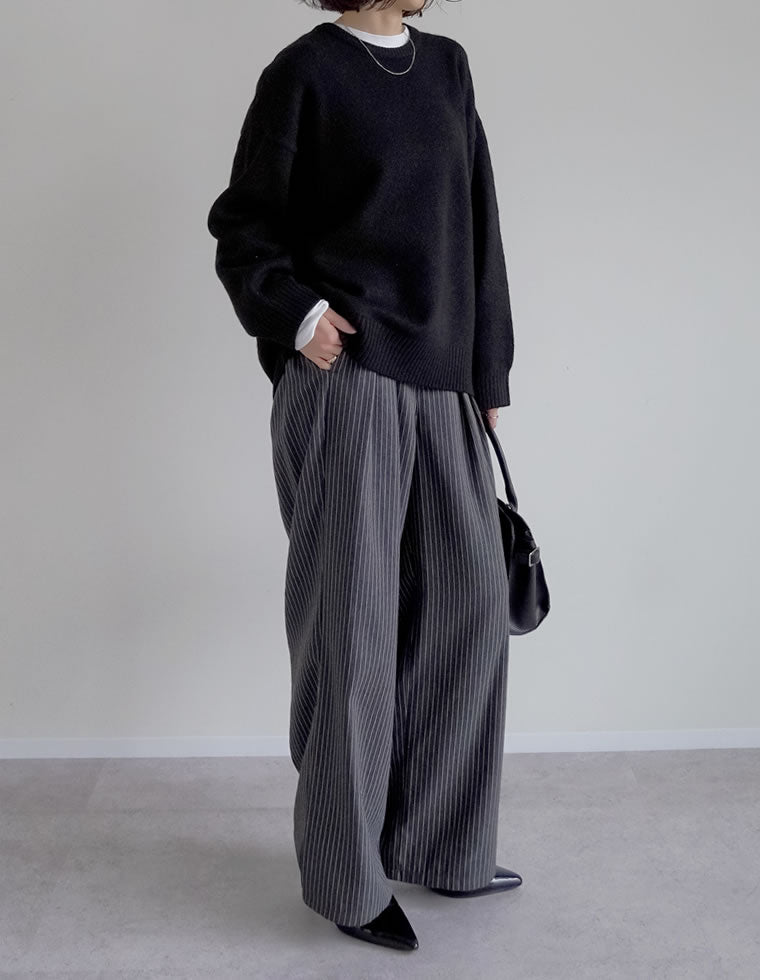 モヘアタッチニットクルーネックトップス - トップス通販 | 人気