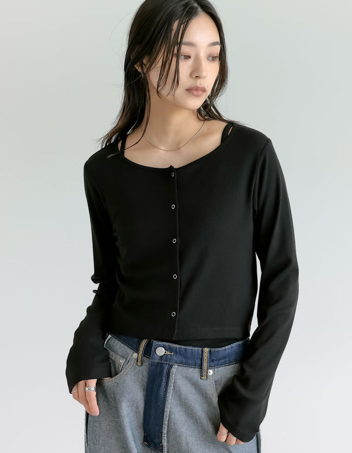 [接触冷感][2点セット]リブカットソーキャミ×カーディガン トップス 人気レディースファッション通販 リエディ