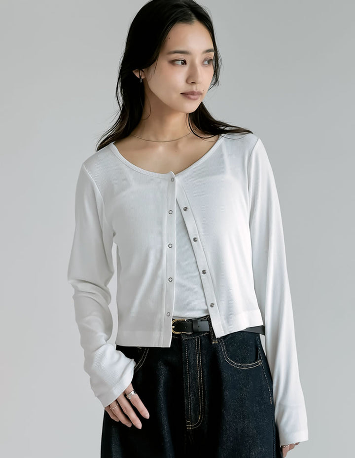 [接触冷感][2点セット]リブカットソーキャミ×カーディガン トップス 人気レディースファッション通販 リエディ