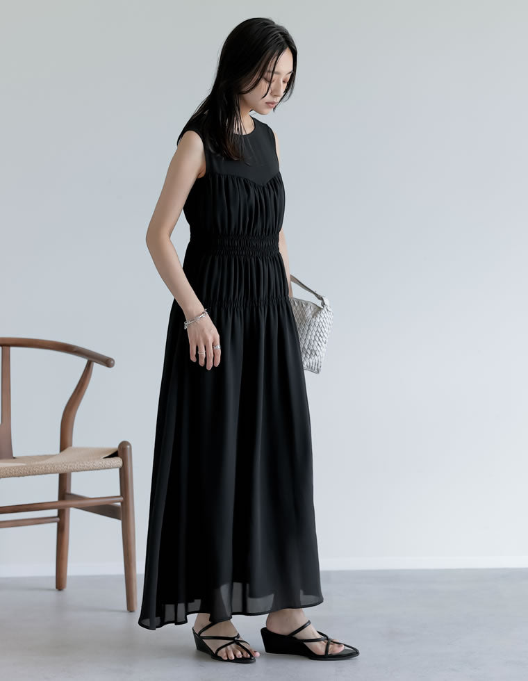 シフォンギャザーデザインワンピース - ワンピース通販 | 人気