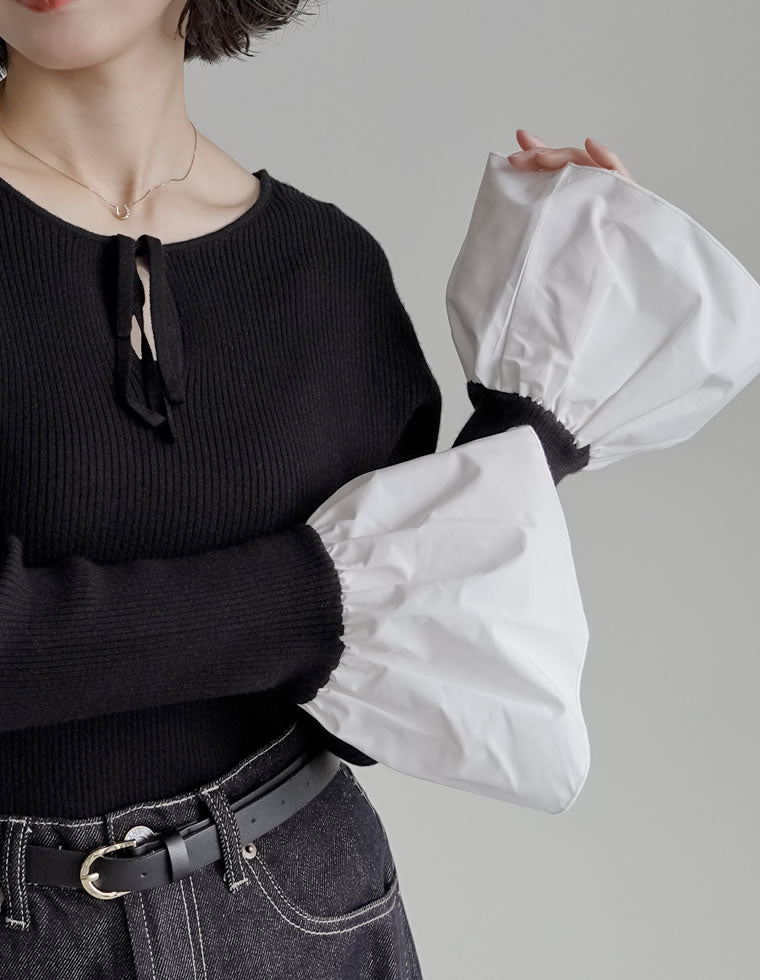 極美品✨ トーガ　22AW フロントスリット リブニット トップス　38　異素材 異素材フレアスリーブリブニットトップス - トップス通販 | 人気