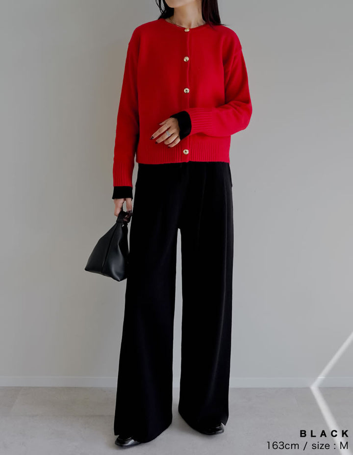 [2025AW COLLECTION][低身長/高身長サイズ有]ハイゲージニットタックパンツ パンツ 人気レディースファッション通販 リエディ