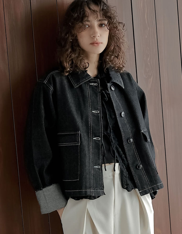 [2025AW COLLECTION]デニムショートカバーオール ジャケット/アウター 人気レディースファッション通販 リエディ