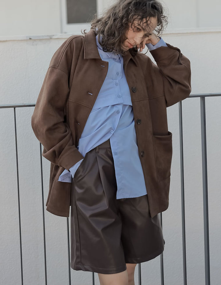 [2025AW COLLECTION]フェイクレザータックハーフパンツ パンツ 人気レディースファッション通販 リエディ
