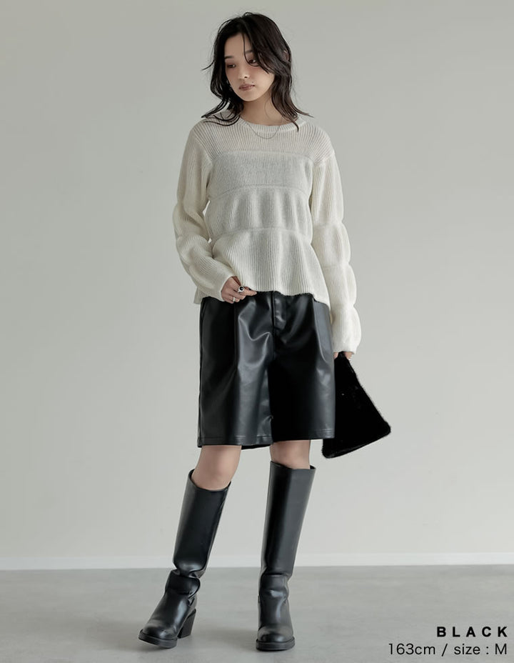 [2025AW COLLECTION]フェイクレザータックハーフパンツ パンツ 人気レディースファッション通販 リエディ
