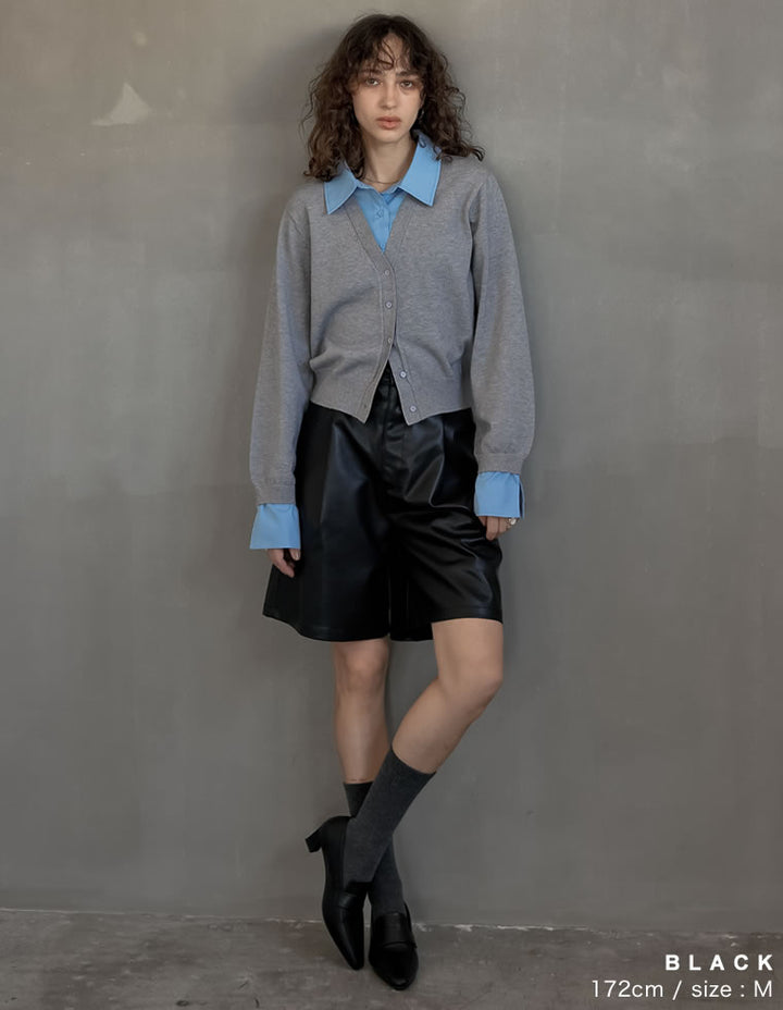 [2025AW COLLECTION]フェイクレザータックハーフパンツ パンツ 人気レディースファッション通販 リエディ