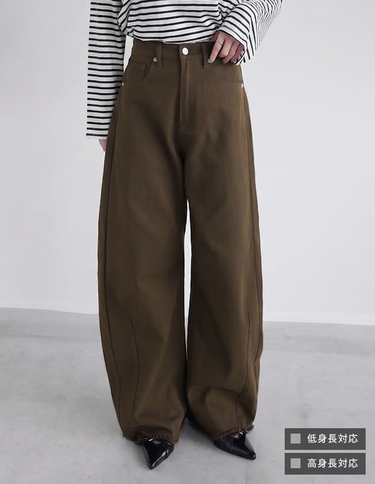 [低身長/高身長サイズ有]カツラギバレルレッグカーブパンツ パンツ 人気レディースファッション通販 リエディ